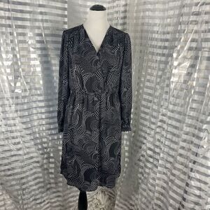 Cato Long Sleeve Black/White Polka Dot Casual Dress